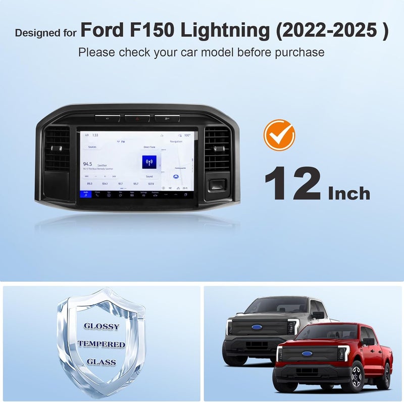 BSTW for Ford F150 Lightning Screen Protector for 2022-2026 Ford F-150 Lightning XLT/Pro SYNC 4 12" Display for F150 Lightning Electric Truck Accessories Tempered Glass Film (F-150 Lightning 12-In HD) - Image 3